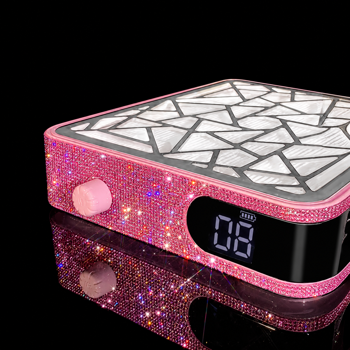 Aspirateur électrique rechargeable rose avec strass