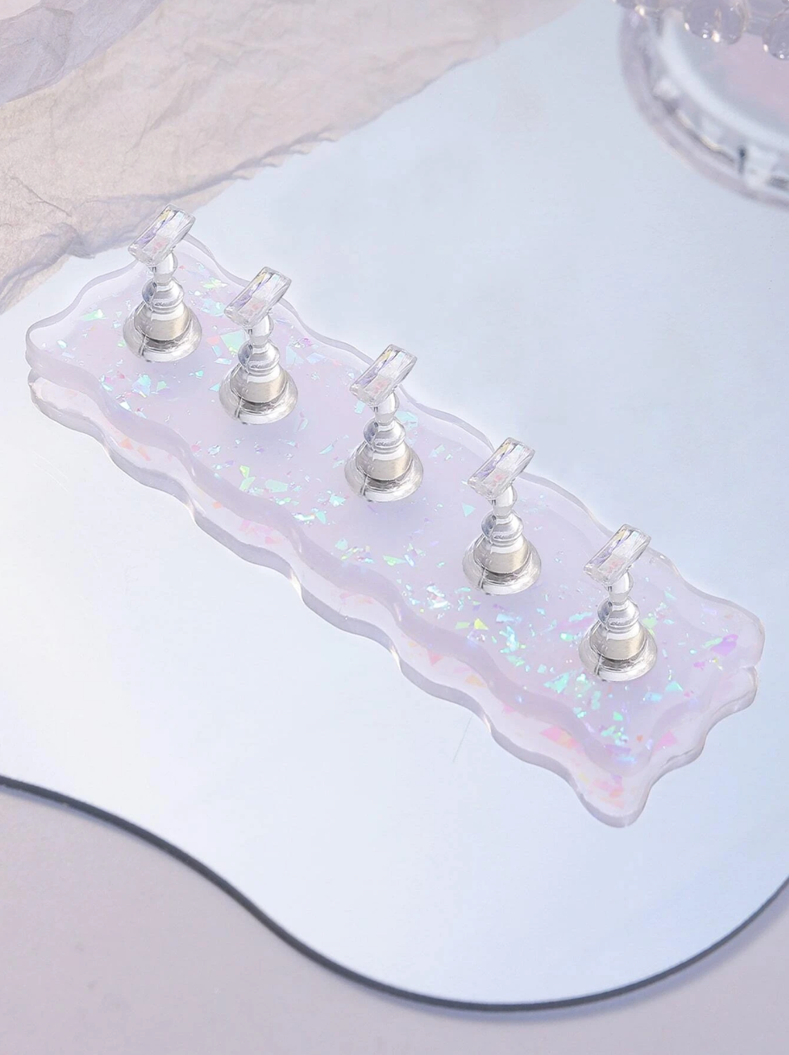 Base de décoration résine pailletée + 5 supports