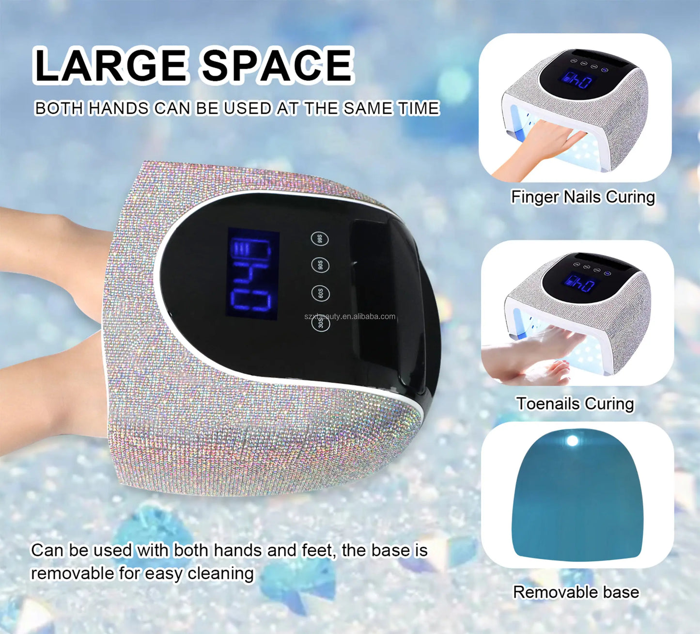 Lampe UV/LED rechargeable sans fil – blanche avec strass (Copie)