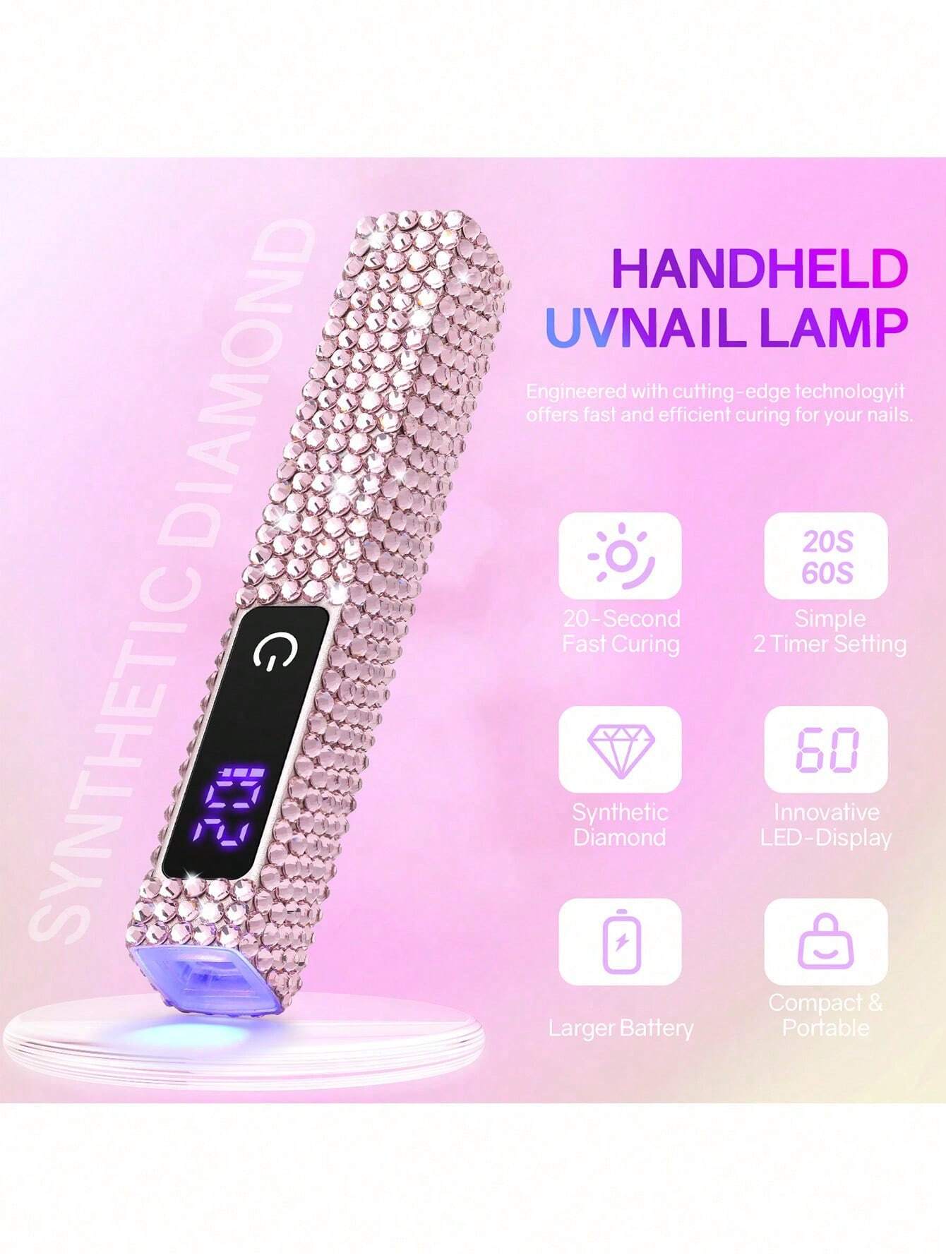 Mini lampe LED strass rose – rechargeable