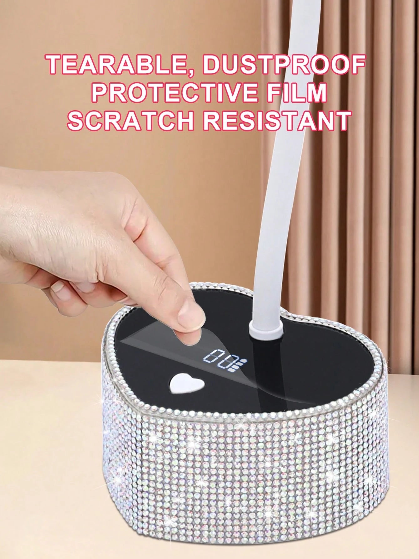 Lampe UV/LED rechargeable strass cœur – Pose américaine