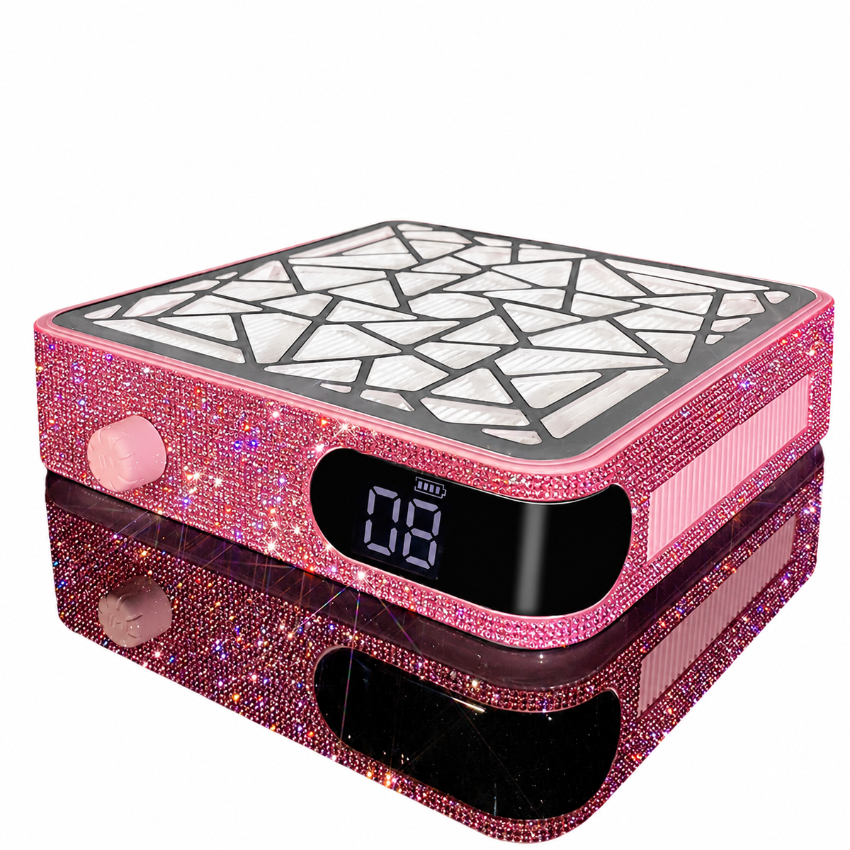 Aspirateur électrique rechargeable rose avec strass